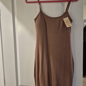 Popilush Brown Sleeveless Dress
